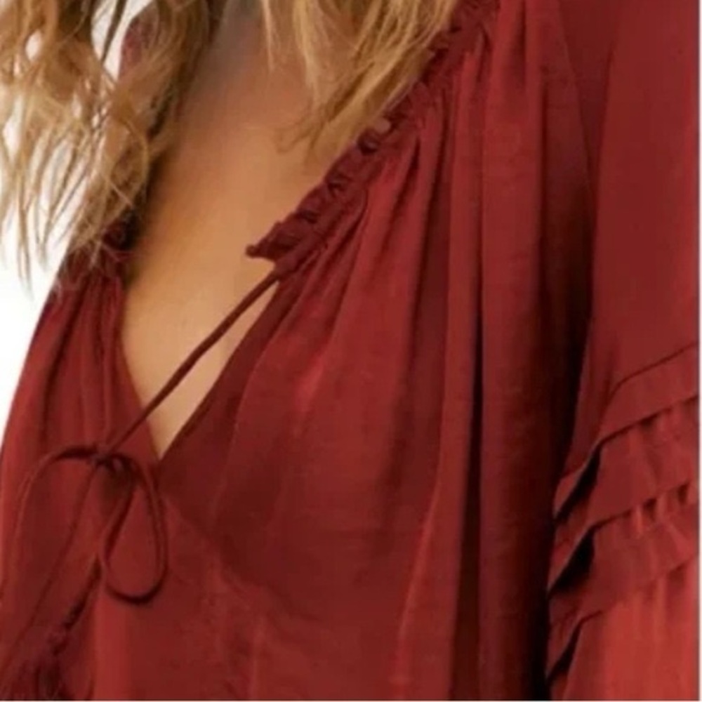 Free People Rust Boho Long Sleeve Blouse Bodysuit – Size S - Picture 3 of 11